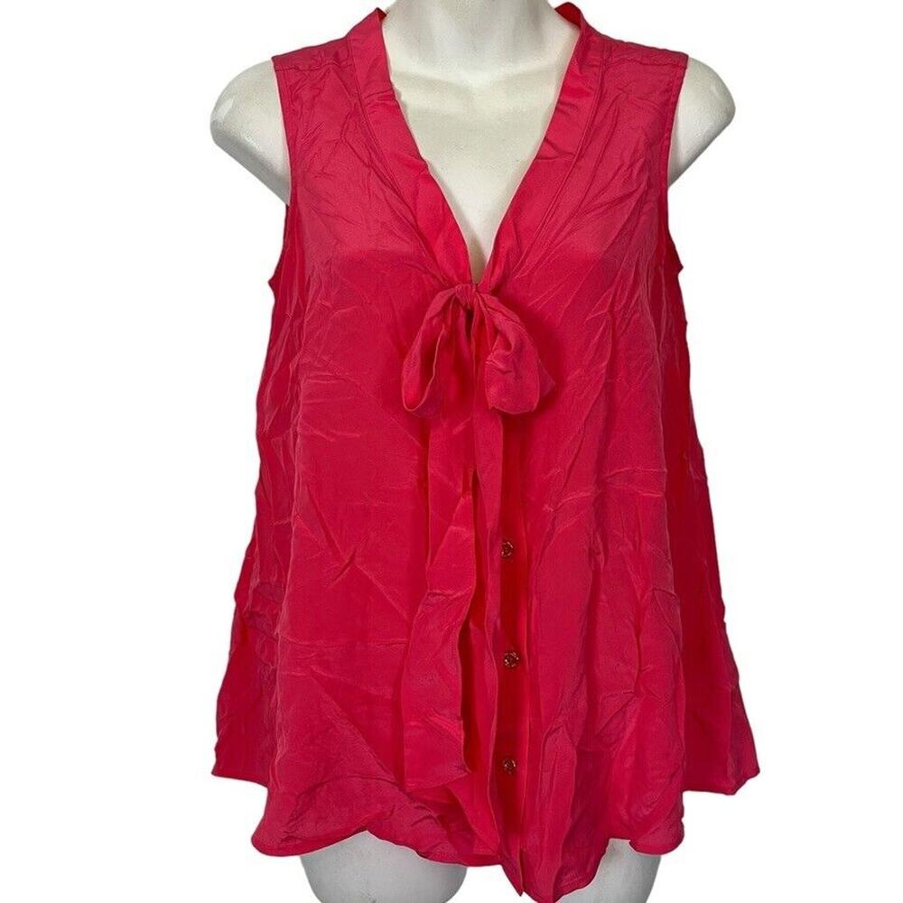 Lilly Pulitzer Womens Pink 100% Silk Sleeveless Button Down Top Shirt Flirty S